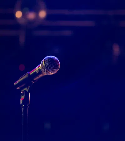 a microphone on a stand