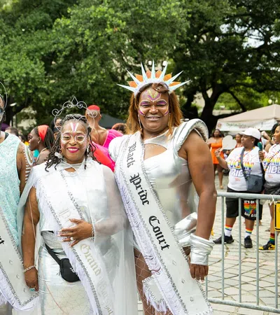 a group of people dressed up