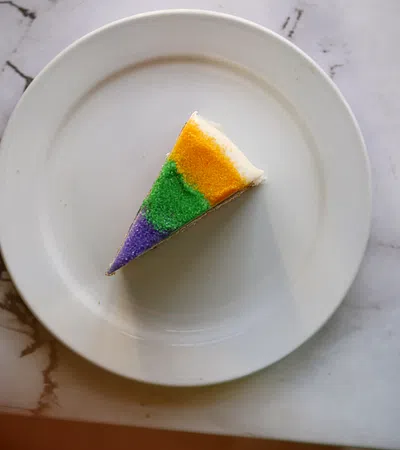 a white plate with a colorful object on it