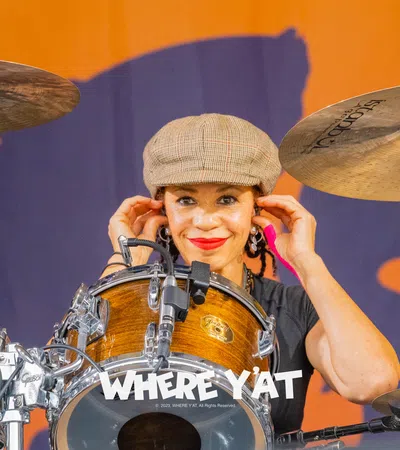 Cindy Blackman playing the drums