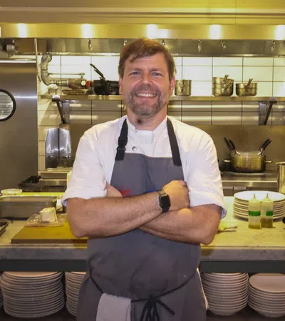 a man in a kitchen