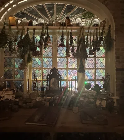 a room with a large window