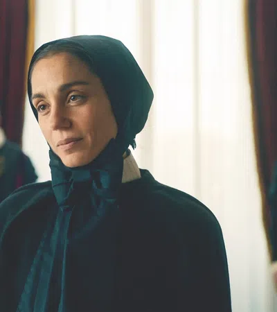 Cristiana Dell'Anna in a black robe