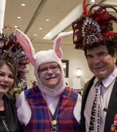 a group of people wearing bunny ears