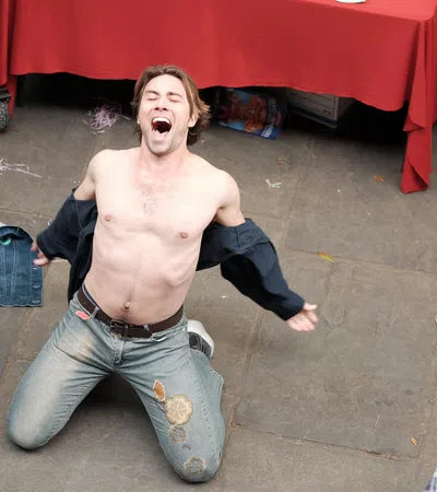 a person with no shirt on