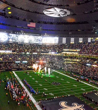 a football stadium with a crowd of people in it