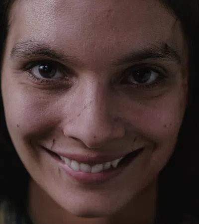 a close up of a woman