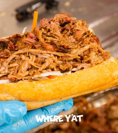 a sandwich being cut