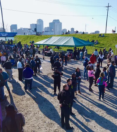 a large crowd of people at an outdoor event