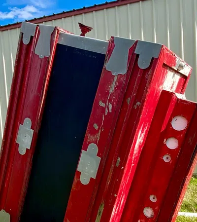 a red metal container