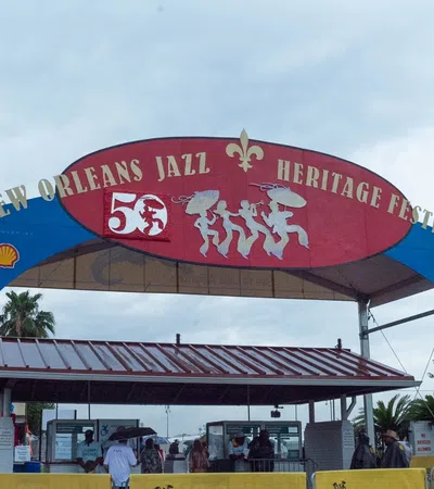a large red and white sign