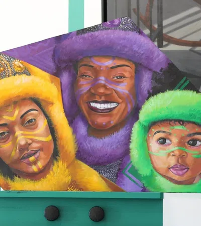 a group of people wearing colorful hats