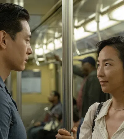 a man and a woman on a bus