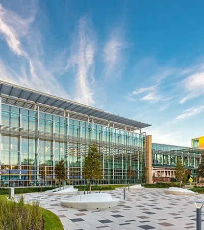 a building with glass walls