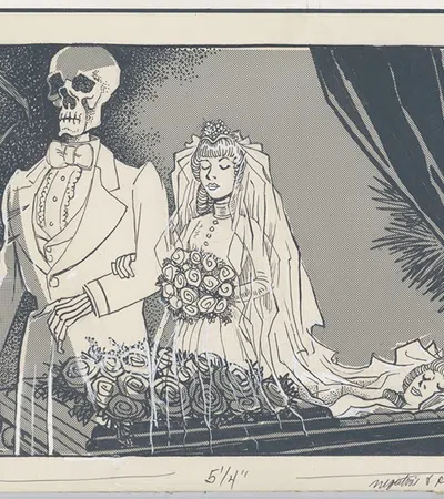 a drawing of a man and woman