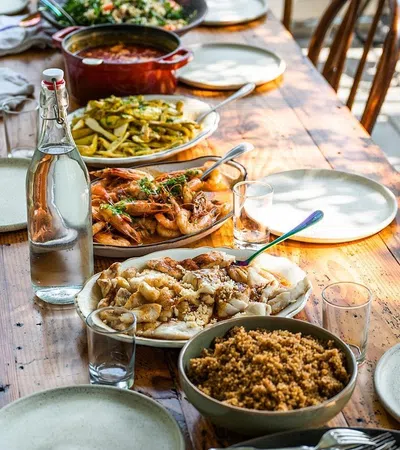 a table with food on it