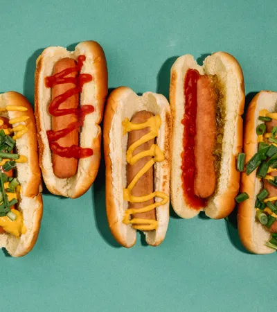 hot dogs with ketchup and mustard