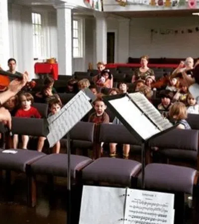 a group of people playing instruments