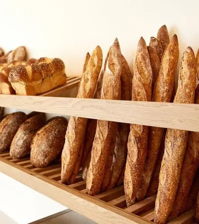 a shelf of pastries