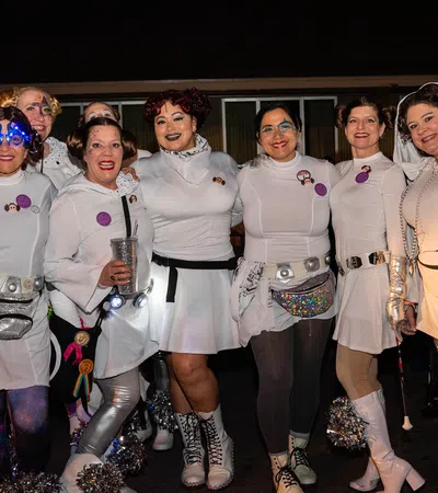 a group of people wearing clothing
