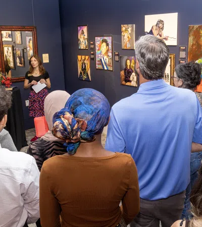 a group of people in a room