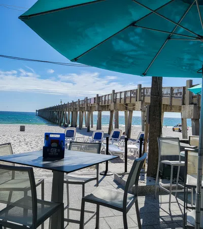 a table and chairs on a patio