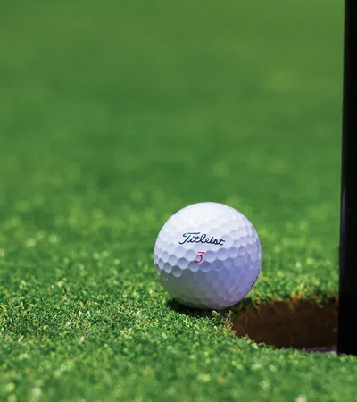 a golf ball on the green