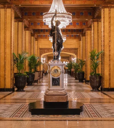a statue in a building