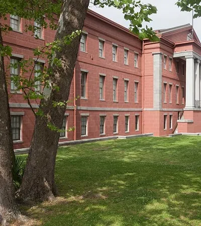 a large red building