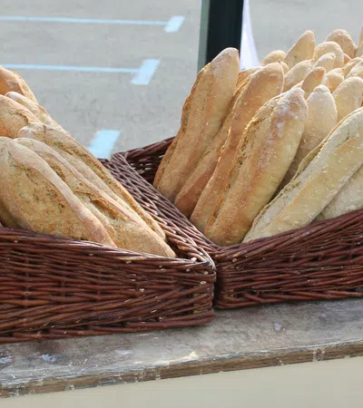a couple of baskets full of food