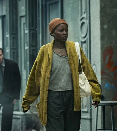 a person walking down a street