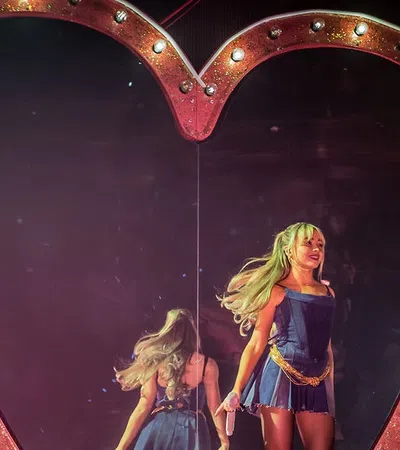 two women on a stage