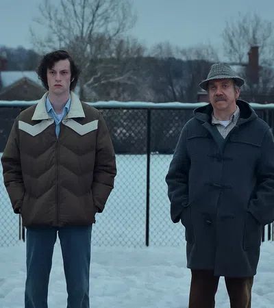 two men standing in the snow