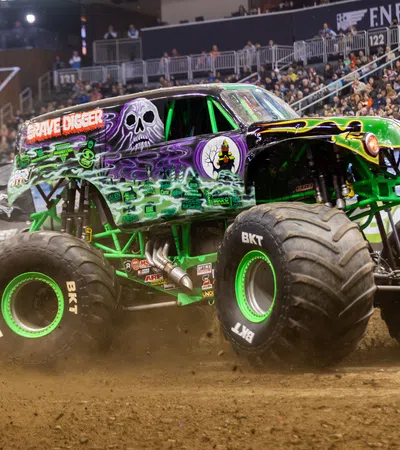 a monster truck in the dirt