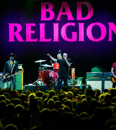 a band playing on stage