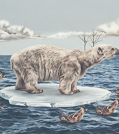 a polar bear on an iceberg