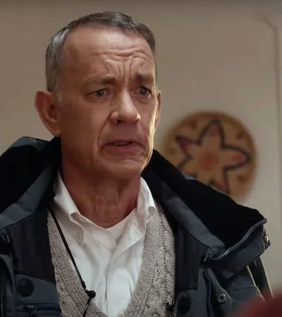 Tom Hanks in a leather jacket