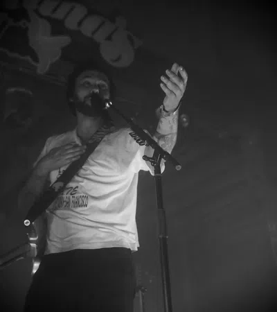 a person holding a microphone