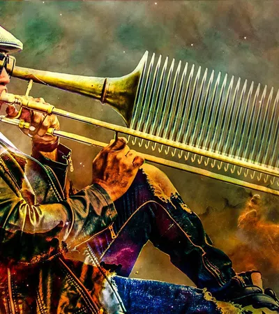 a person holding a Trumpet 