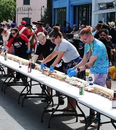 a group of people working at a table