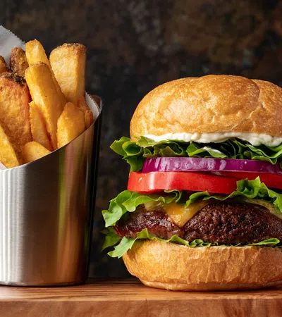 a burger and fries