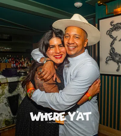 a man and woman hugging