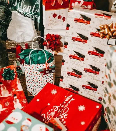 presents under a christmas tree