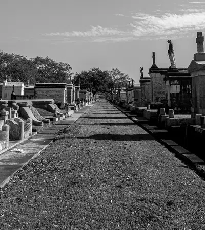 a cemetery with many tombstones