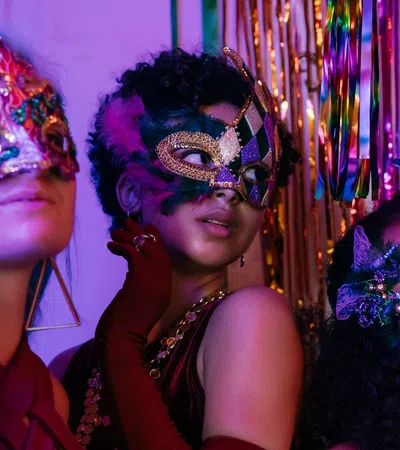 a group of people wearing masks