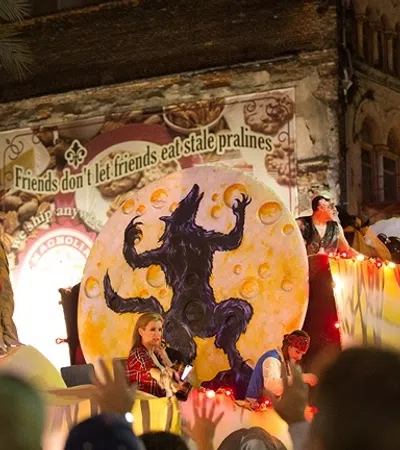 a group of people holding a banner