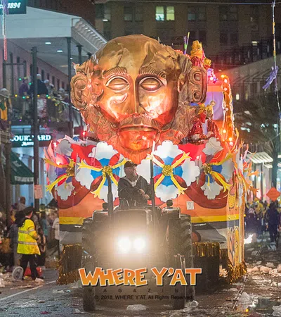 a parade with a float