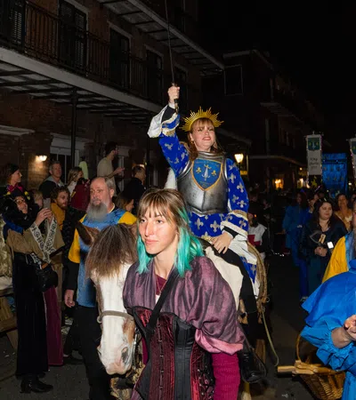 a group of people in a street