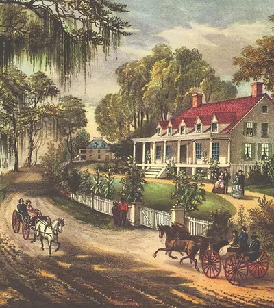 a painting of a horse drawn carriage