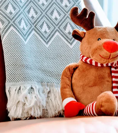 a stuffed animal on a couch
